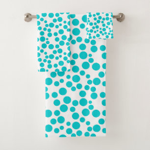 Blue polka dot bath towel set