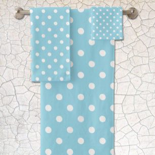 Blue Polka Dot Bath Towel Set