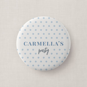 Blue Polka Dot Birthday Party Guest Button Favor
