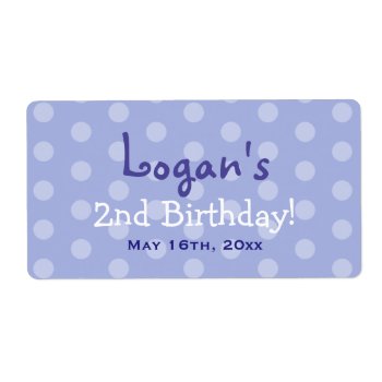 Blue Polka Dot Birthday Water Bottle Labels by LaBebbaDesigns at Zazzle