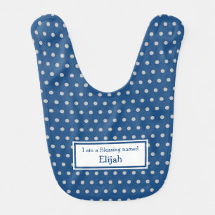 Blue Polka Dot Blessing Personalized Christian Baby Bib