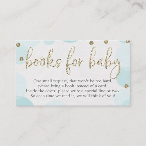 Blue Polka Dot Book Request Baby Shower Invitation