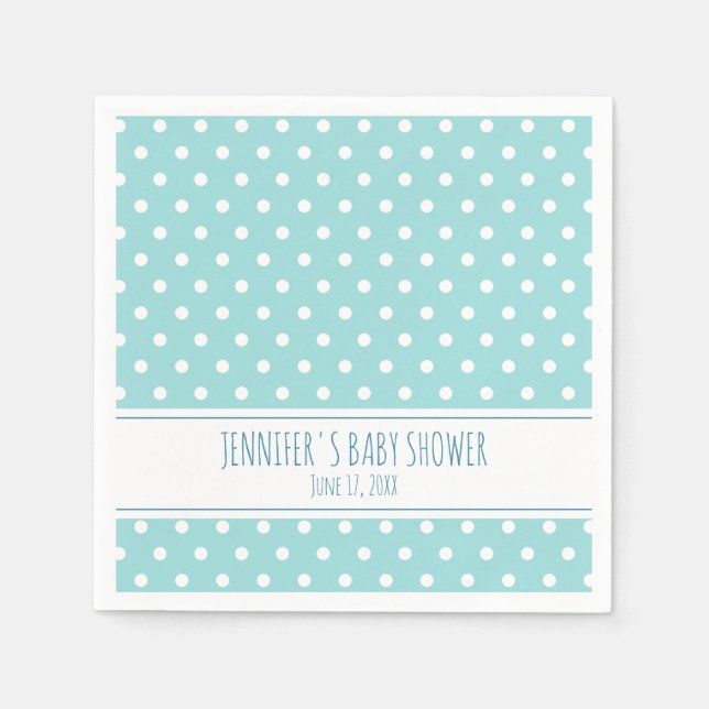 Blue Polka Dot Boy Baby Shower Napkins (Front)