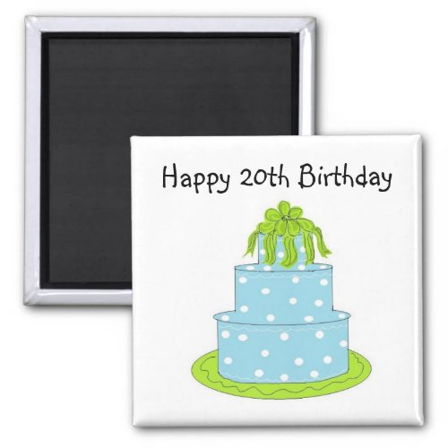 Blue Polka Dot Cake 20th Birthday Magnet