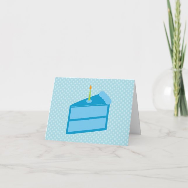 Blue Polka Dot Cake Thank You Cards (Front)