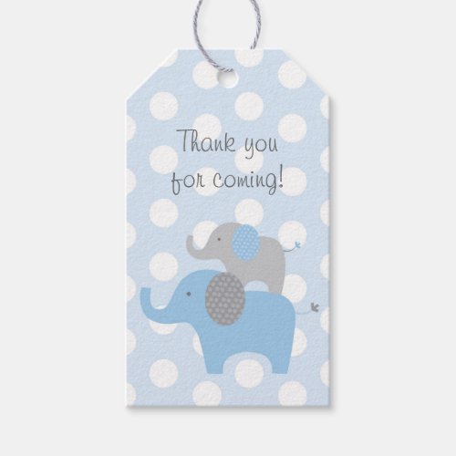 Blue Polka Dot Elephant Baby Shower Gift Tags