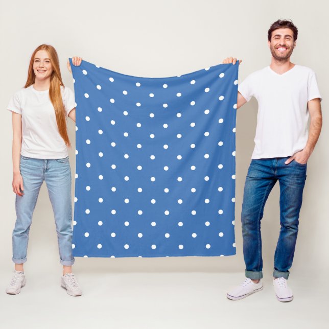 Blue polka dot fleece blanket (In Situ)