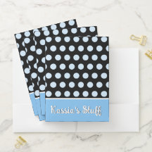 Blue Polka Dot Folder Personalized Name