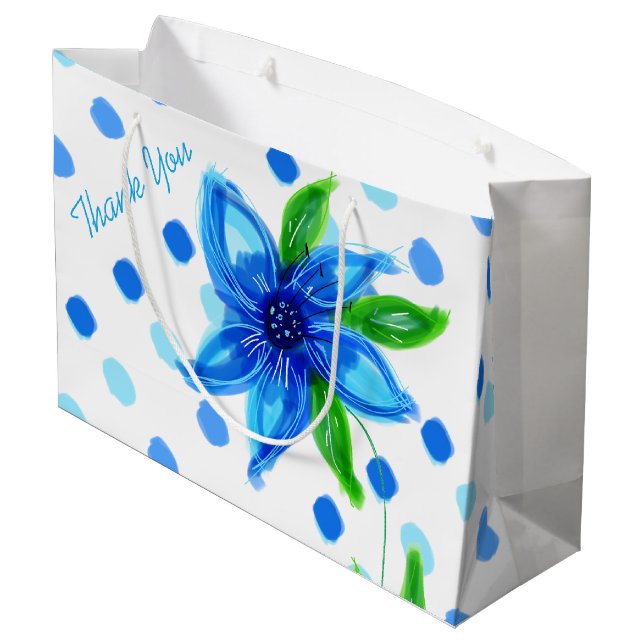 Blue Polka-Dot Gift Bag (Back Angled)