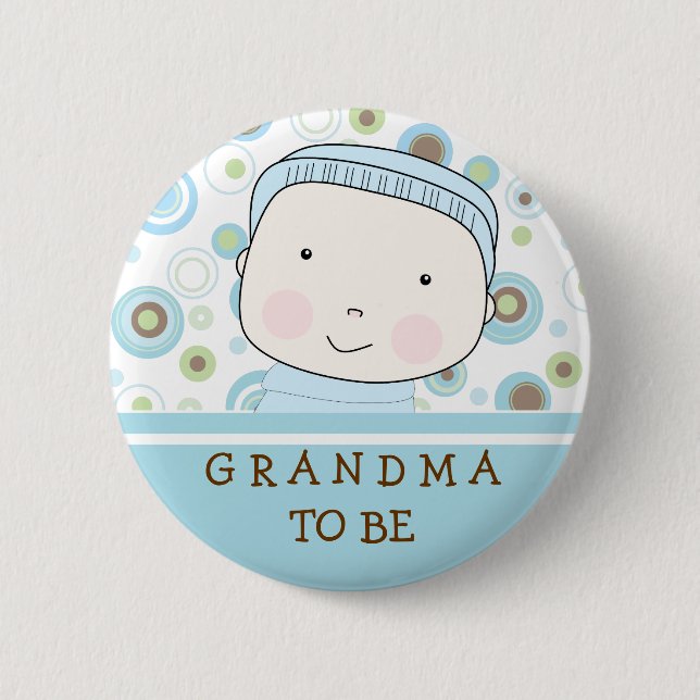 Blue Polka Dot - "Grandma to Be" Pin (Front)