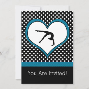 Blue Polka-Dot Gymnastics with heart Invitation