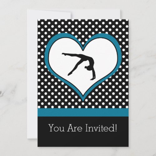 Polka-Heart Gymnastics Party Invitation