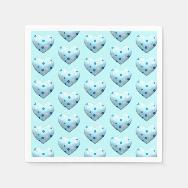 Blue Polka Dot Heart Valentine’s Day Baby Boy Napkins (Front)