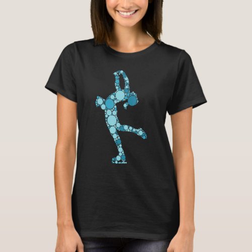 Blue Polka Dot Ice Figure Skater Girl Internationa T_Shirt
