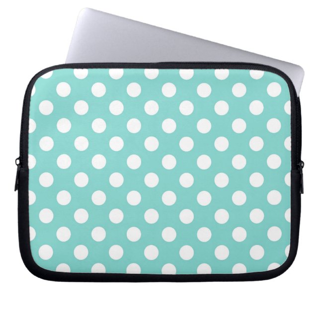 Blue Polka Dot Laptop Sleeve (Front)