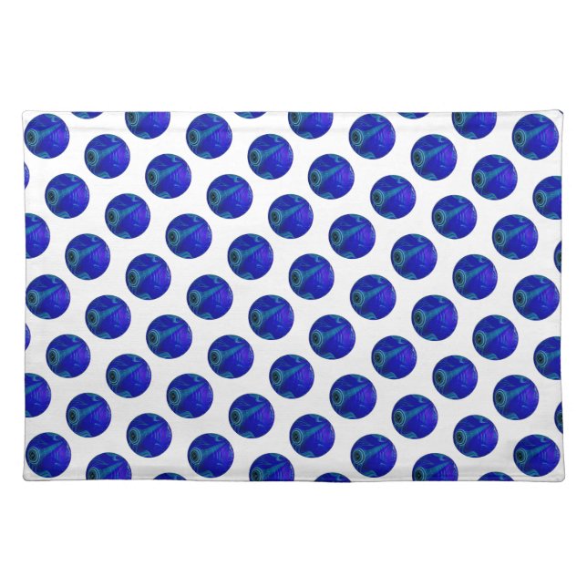Blue Polka Dot Lawn Bowls,  Cloth Placemat (Front)