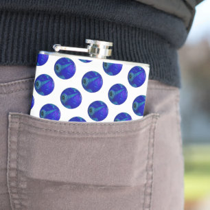 Blue Polka Dot Lawn Bowls, Flask