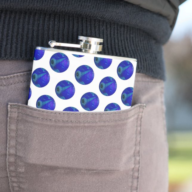 Blue Polka Dot Lawn Bowls,  Flask (In Situ)