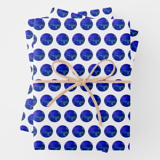Blue Polka Dot Lawn Bowls,  Wrapping Paper Sheets (In situ)