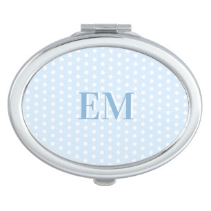 Blue Polka Dot Modern Brand Monogram   Compact Mirror