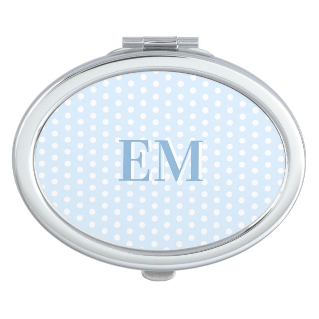 Blue Polka Dot Modern Brand Monogram   Compact Mirror (Front)