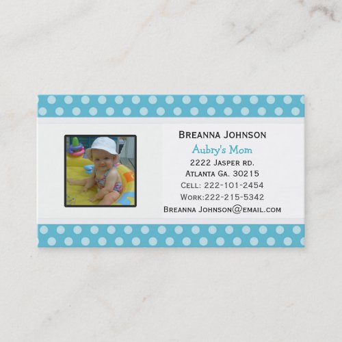 Blue Polka Dot Mom Contact Card