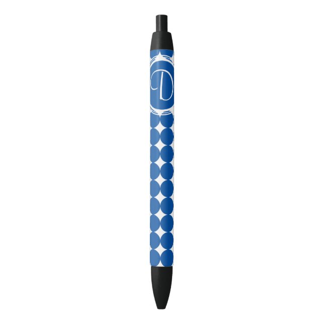 Blue Polka Dot Monogram Pen (Front Vertical)
