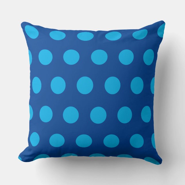 Blue Polka Dot Monogram Throw Pillow (Front)