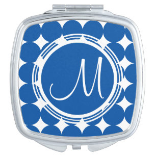 Blue Polka Dot Monogram Vanity Mirror