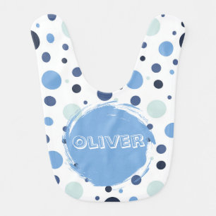 Blue polka dot paint stroke baby boy  bib