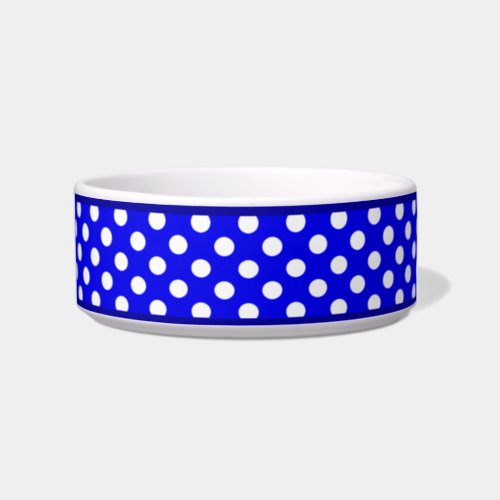 Blue Polka Dot Pattern Small Ceramic Dog Bowl