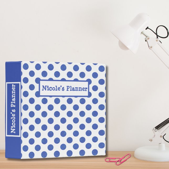 Blue Polka Dot Personalized 3 Ring Binder (Creator Uploaded)