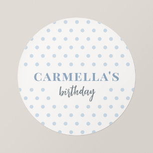 Blue Polka Dot Personalized Birthday Stickers