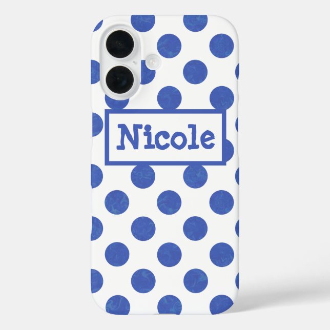 Blue Polka Dot Personalized Case-Mate iPhone Case (Back)
