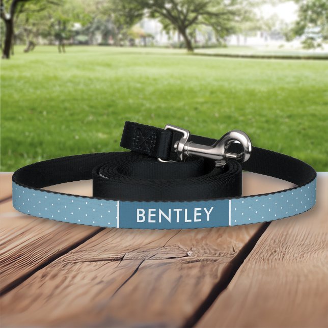 Blue Polka Dot Personalized Pet Leash (Creator Uploaded)