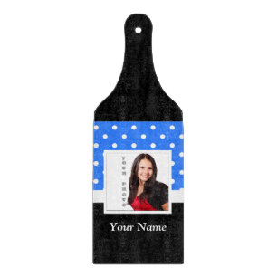 Blue polka dot photo template cutting board