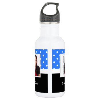 Blue Polka Dot Photo Template Water Bottle by photogiftz at Zazzle