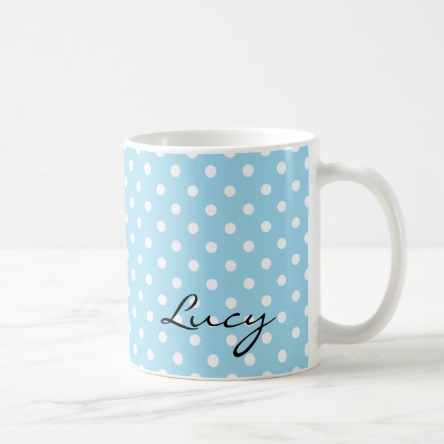 Blue Polka Dot Retro Style Mug (Right)