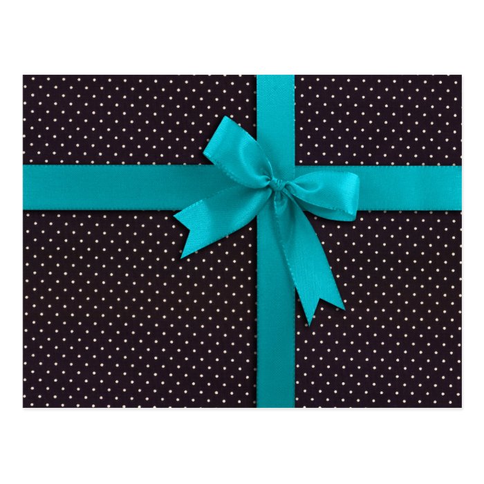 Blue Polka Dot Ribbon Postcards