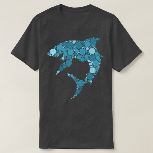 Blue Polka Dot Shark International Dot Day  T-Shirt (Design Front)