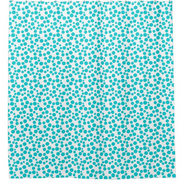 Blue polka dot  shower curtain (Front)