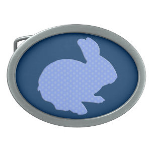 Blue Polka Dot Silhouette Easter Bunny Belt Buckle