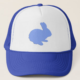 Blue Polka Dot Silhouette Easter Bunny Hat
