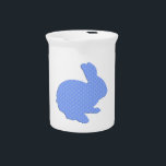 Blue Polka Dot Silhouette Easter Bunny Pitcher<br><div class="desc">Complement your dining room or kitchen and freshen up your table's look with this decorative and functional pitcher. An elegant way to serve water, milk, juice or iced tea at any meal or use it to hold utensils, brushes, or a bouquet on the table. Ideal for both indoor and outdoor...</div>