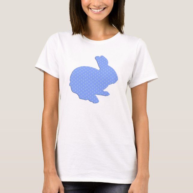 Blue Polka Dot Silhouette Easter Bunny Shirt (Front)