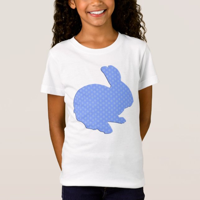 Blue Polka Dot Silhouette Easter Bunny Shirt (Front)