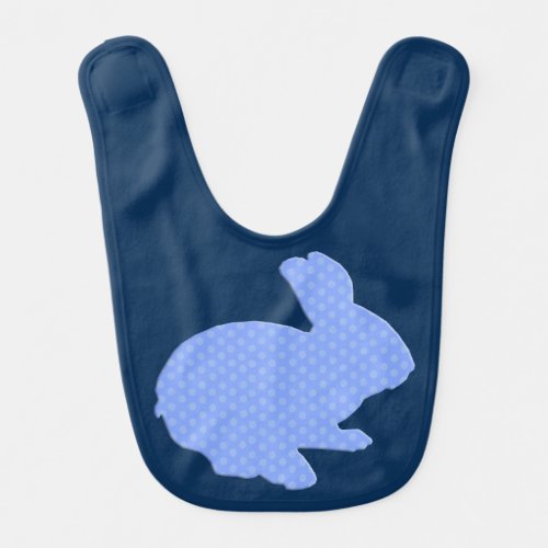 Blue Polka Dot Silhouette Rabbit Baby Bib