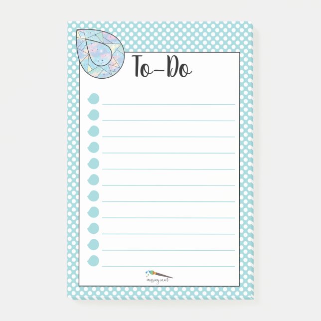 Blue Polka Dot Teardrop Diamond TO-DO's Post-it Notes (Front)