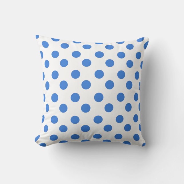 Blue Polka Dot Throw Pillow (Front)