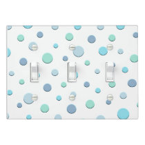 Blue-Polka-Dot Triple Light Switch Cover